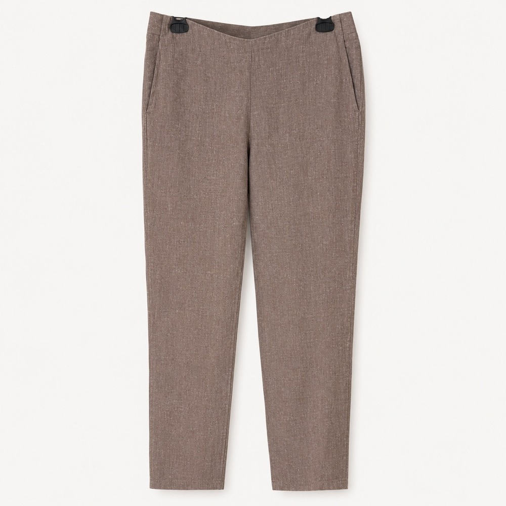 J Jill Womens Small Love Linen Straight Ankle Pants Brown Neutral Lagenlook